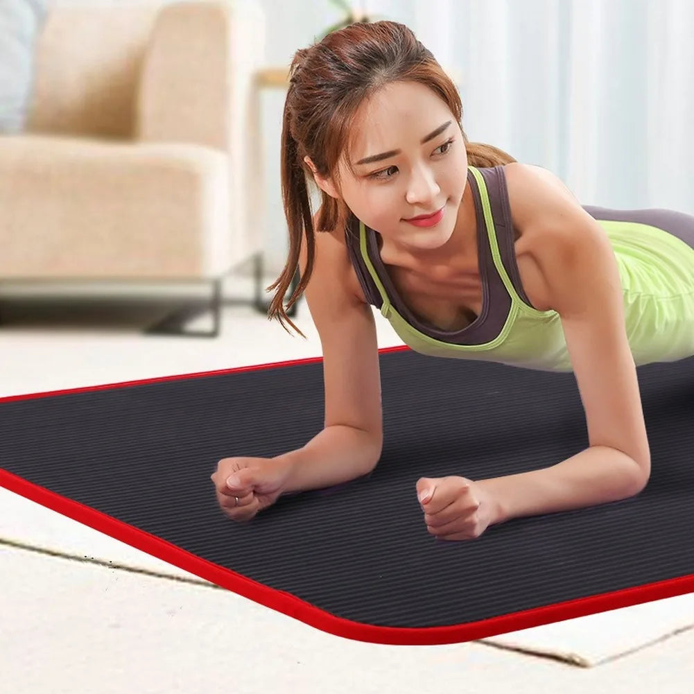 10mm Non-slip Anti-Tear Yoga Mat Thick Fitness Pilates Exercise Mat/Home Workout Sport Cushion Gymnastic Pad with Carrying Strap