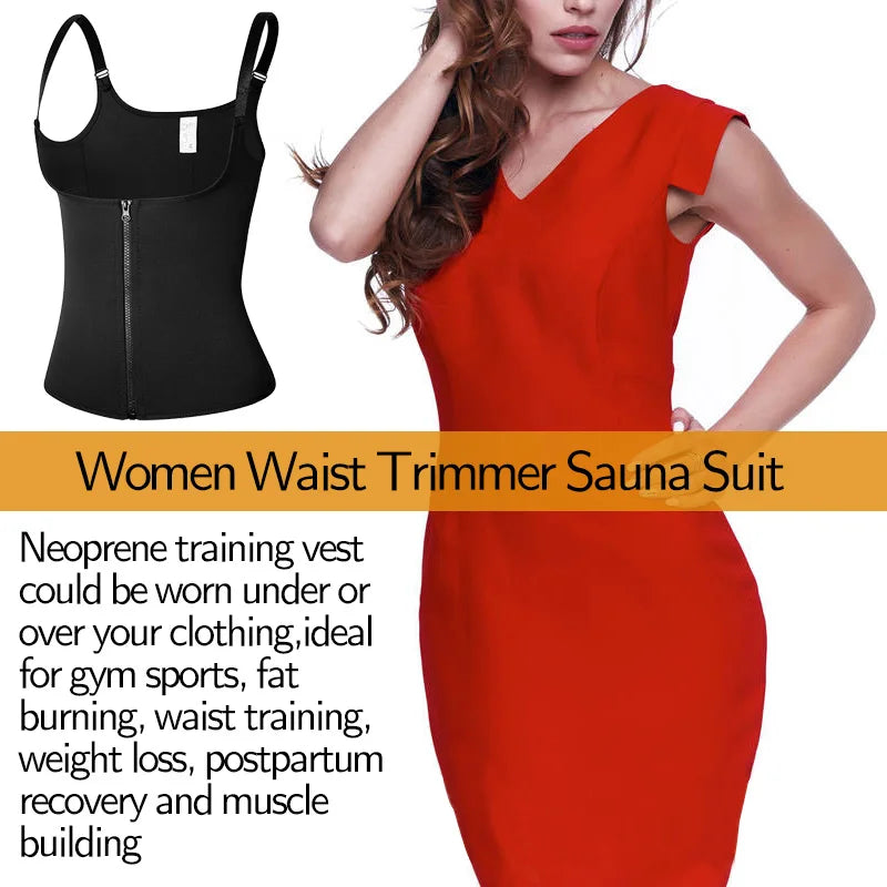 2 PCS Women's Waist Trainer Sauna Effect Sweat Vest Corset/Body Shaper Neoprene Shapewear Tummy Control Gym Workout Tank Top
