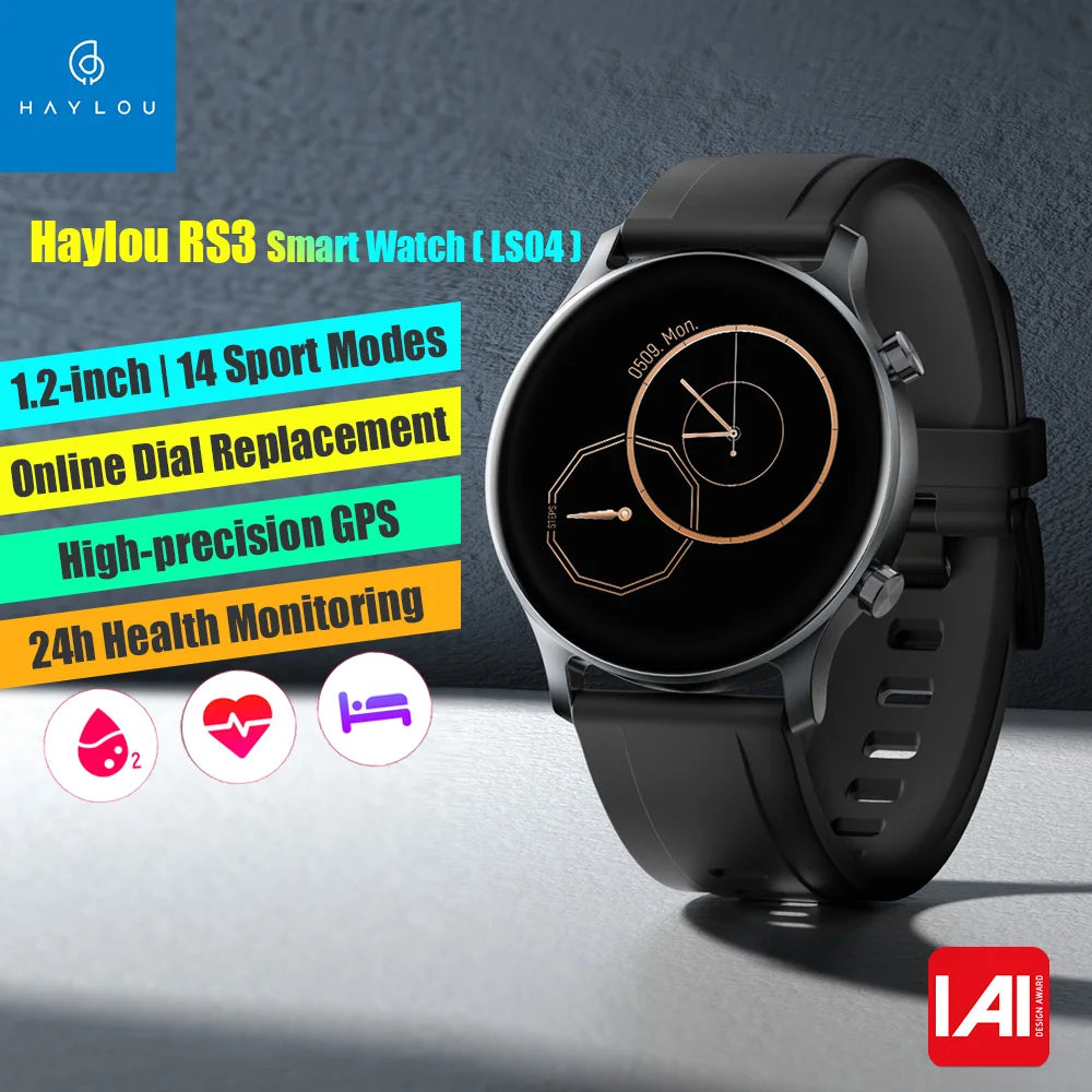 Haylou RS3 LS04 BT5.0 AMOLED Screen/GPS 5ATM Waterproof Fitness Sport Smartwatch