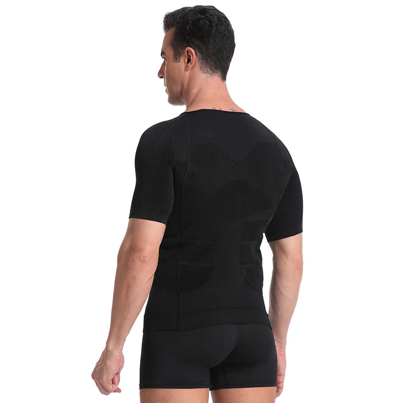 Classix Men Body Toning T-Shirt Body Shaper Corrective Posture/Shirt Slimming Belly Abdomen Fat Burning Compression