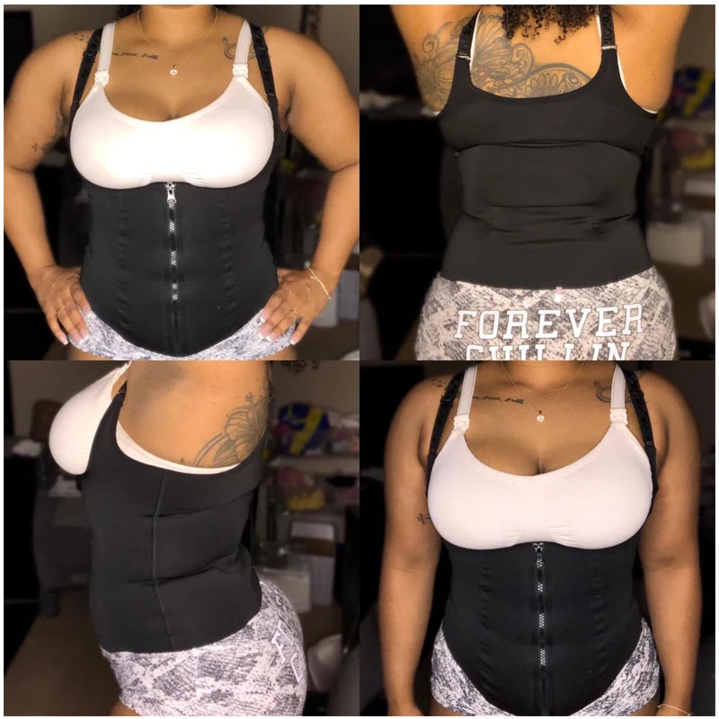 2 PCS Women's Waist Trainer Sauna Effect Sweat Vest Corset/Body Shaper Neoprene Shapewear Tummy Control Gym Workout Tank Top