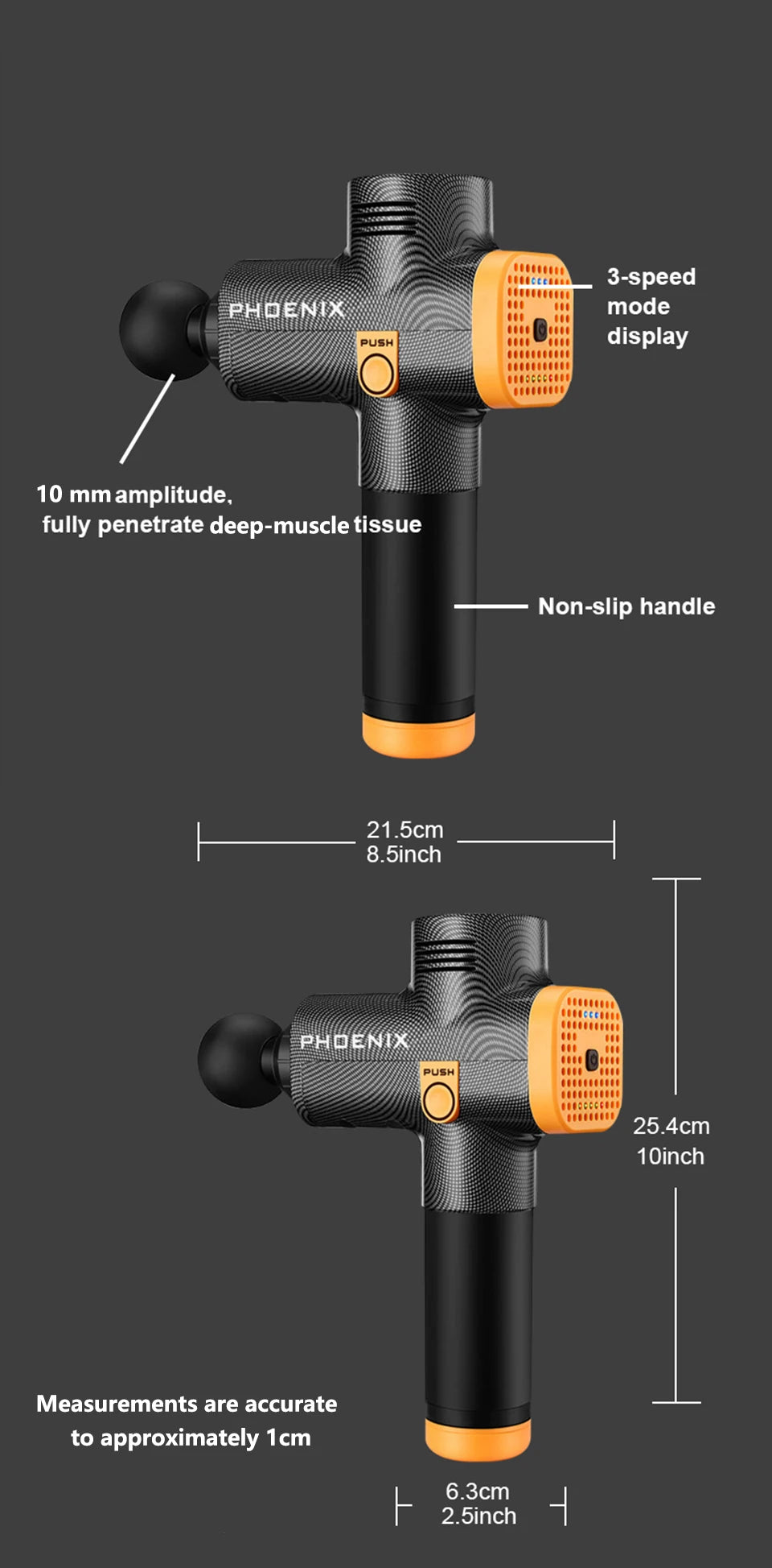 Phoenix A2 Massage Gun Deep Body Massager For Muscle Back Pain Relief/Exercising Body and Relaxation Slimming Shaping Massager