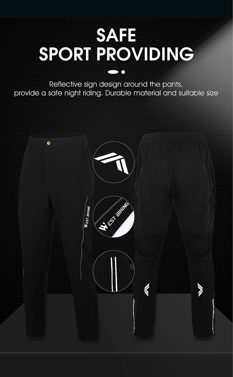 WEST BIKING Spring Summer MTB Sports Pants For Men Quick Dry/Reflective Striped Jogger Running Pants Outdoor Golf Fishing Hiking
