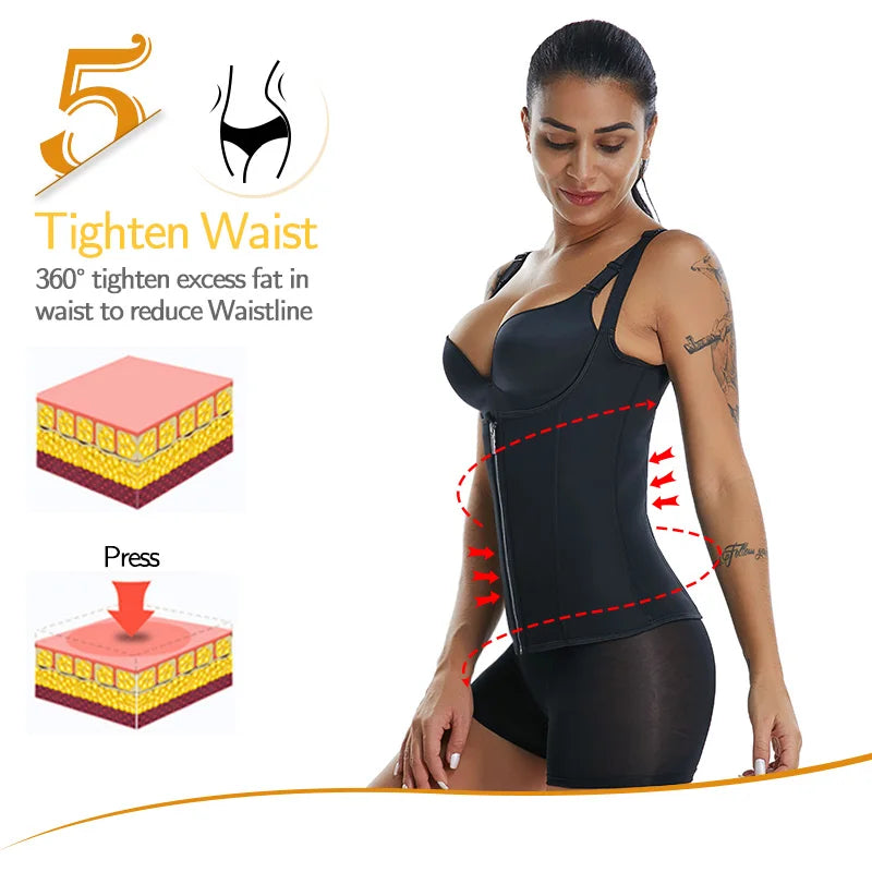 2 PCS Women's Waist Trainer Sauna Effect Sweat Vest Corset/Body Shaper Neoprene Shapewear Tummy Control Gym Workout Tank Top