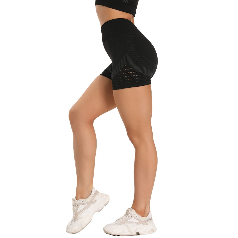 Summer Yoga Shorts Women Fitness High Waist/Seamless Hip-up Workout Tight Elastic Shorts