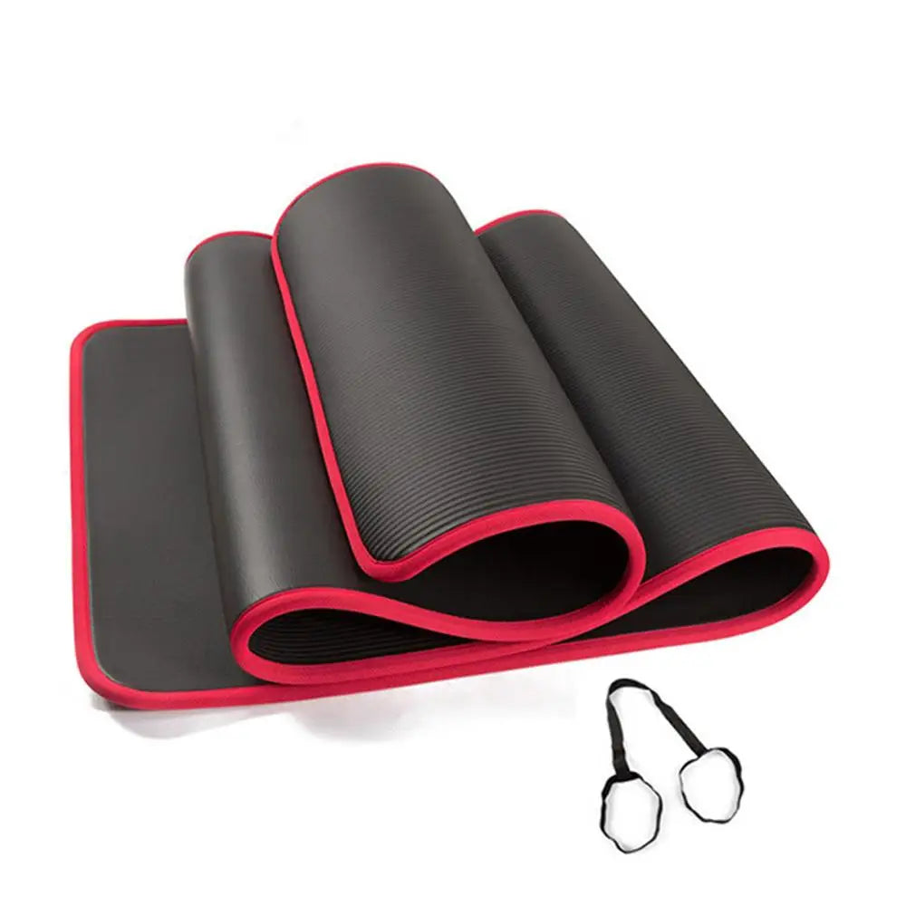 10mm Non-slip Anti-Tear Yoga Mat Thick Fitness Pilates Exercise Mat/Home Workout Sport Cushion Gymnastic Pad with Carrying Strap