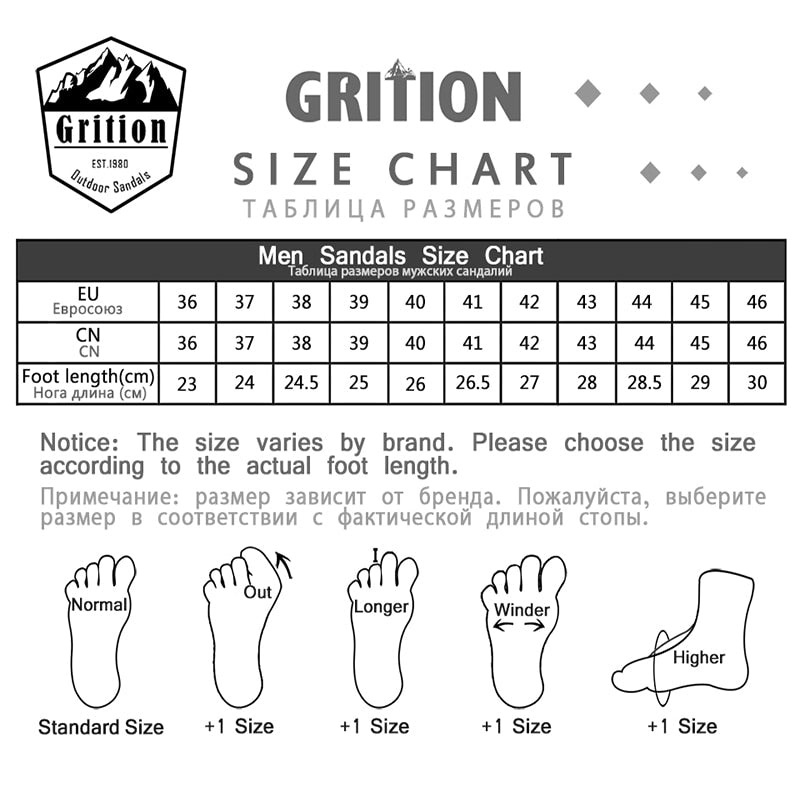 GRITION Mens Summer Sandals/Outdoor Males Casual Shoes Non Slip Thick Bottom Fashion