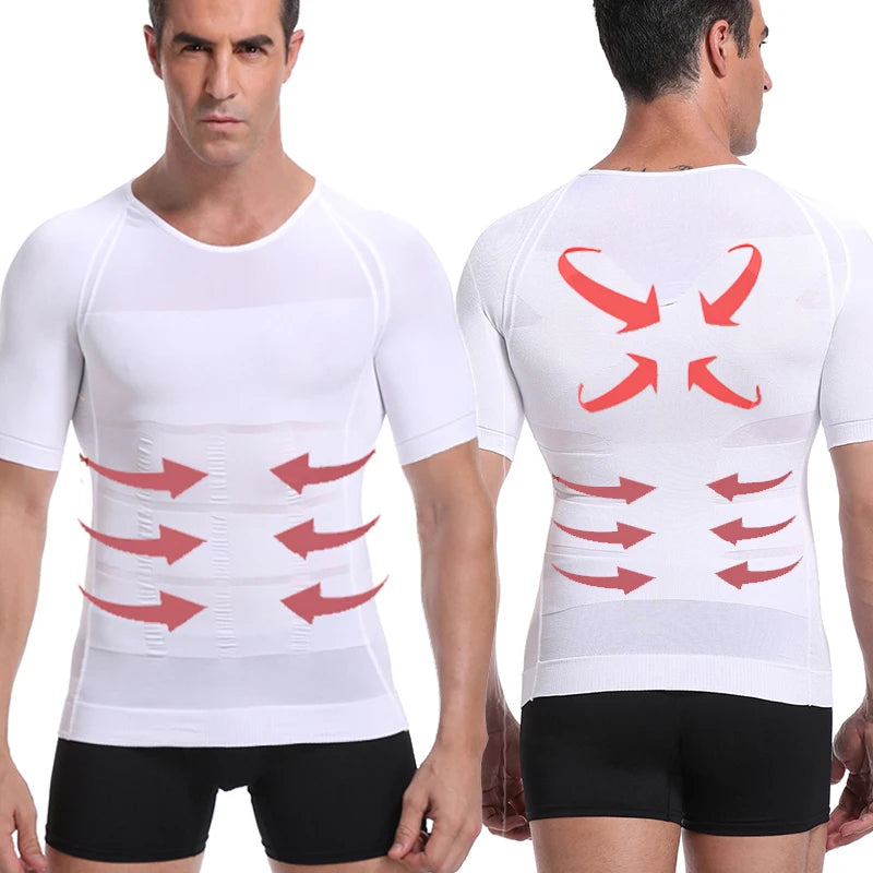 Classix Men Body Toning T-Shirt Body Shaper Corrective Posture/Shirt Slimming Belly Abdomen Fat Burning Compression