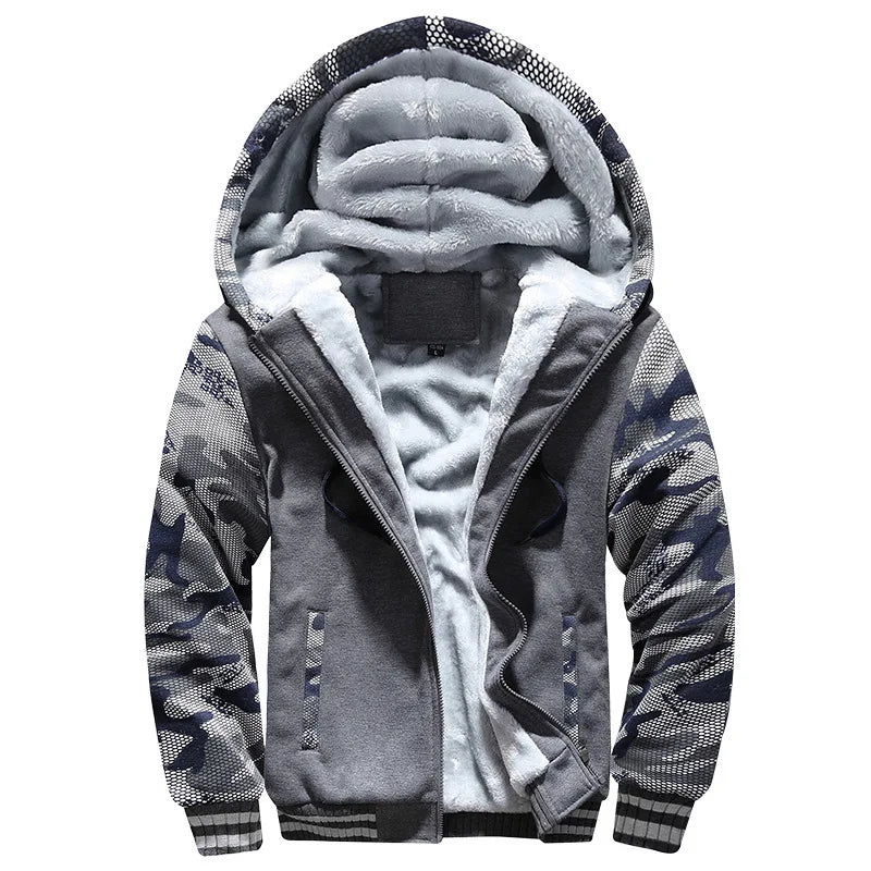 Men's Jacket Camouflage Thicken Winter Jackets for Men Fleece/Long Sleeve Coat Man Casual Hoodies Streetwear Men's Coats