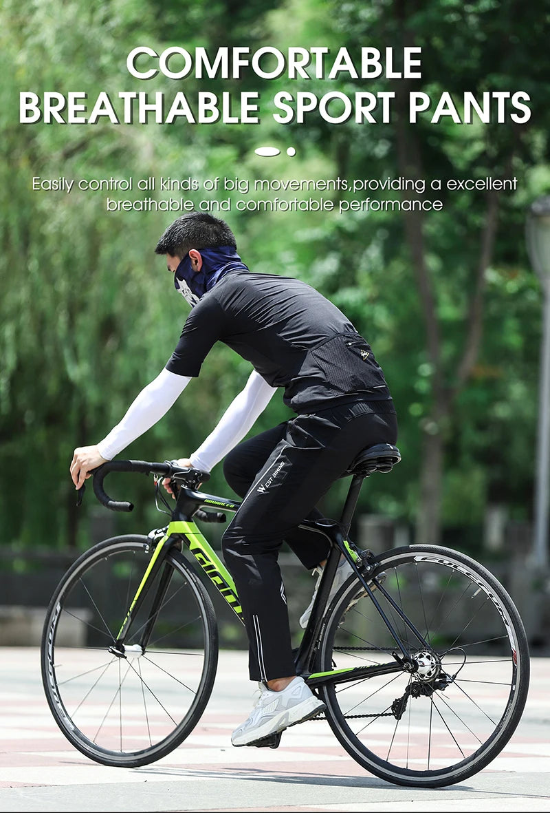 WEST BIKING Spring Summer MTB Sports Pants For Men Quick Dry/Reflective Striped Jogger Running Pants Outdoor Golf Fishing Hiking