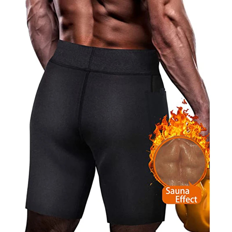 Men Sweat Sauna Pants Thermo Slimming/Thigh Shaper Tummy Control Shorts High Waist