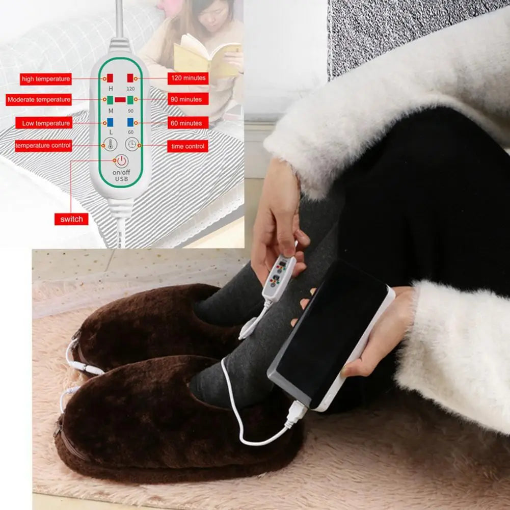 Winter Electric Heating Slippers/Heated Shoes USB Foot Warmer Shoes Nonslip Portable