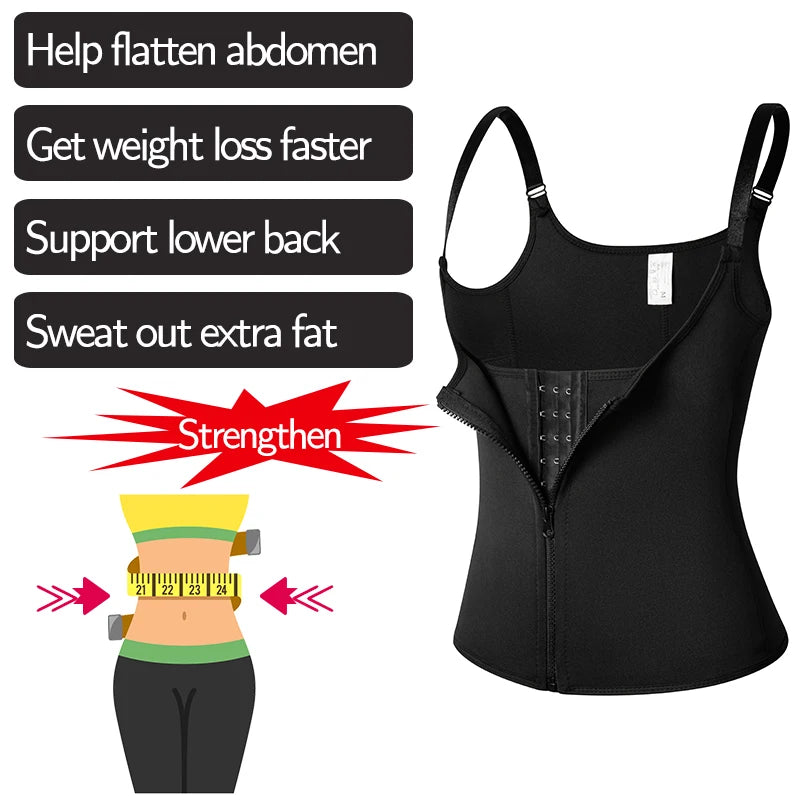 2 PCS Women's Waist Trainer Sauna Effect Sweat Vest Corset/Body Shaper Neoprene Shapewear Tummy Control Gym Workout Tank Top