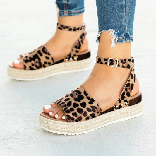 Woman Sandals Fashion Summer Retro Style Women Wedges/Shoes Casual Woman Peep Toe Leopard Platform Sandals