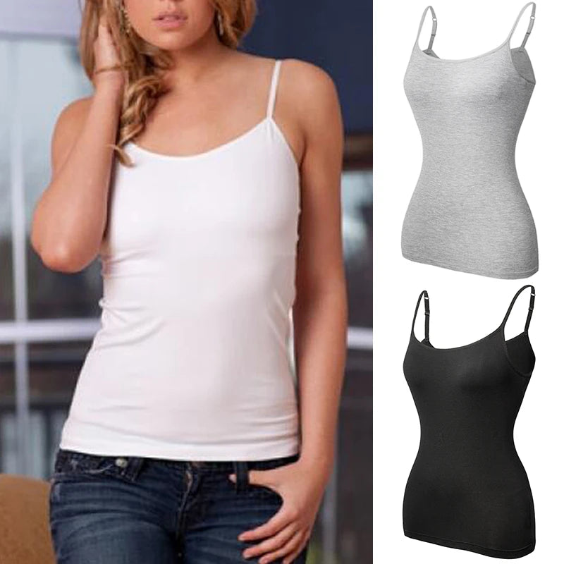 Women's Comfort Strap Camisole Casual Tank Tops Slim Shapewear Corsets Tops Black Grey and White