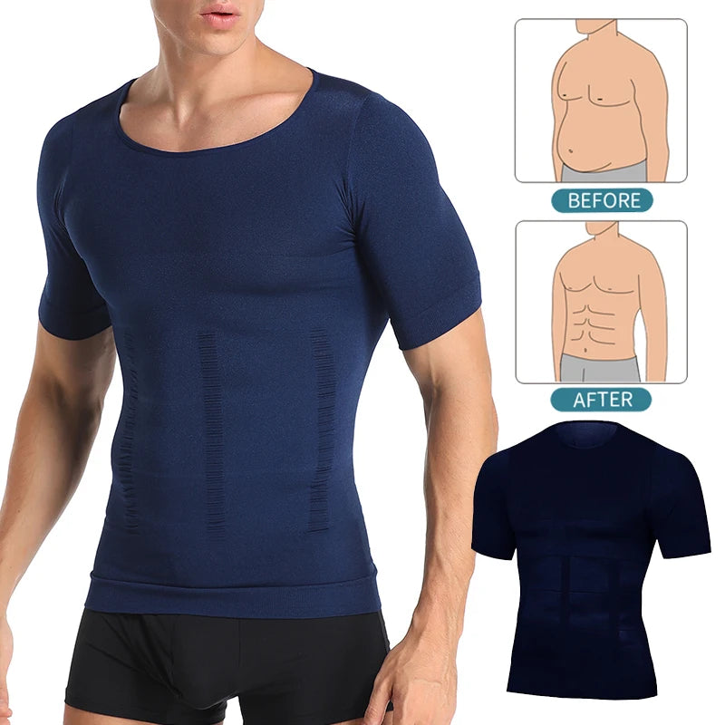 Classix Men Body Toning T-Shirt Body Shaper Corrective Posture/Shirt Slimming Belly Abdomen Fat Burning Compression