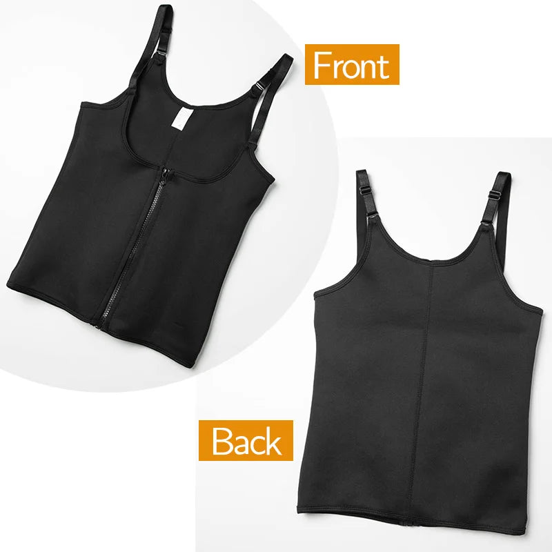 2 PCS Women's Waist Trainer Sauna Effect Sweat Vest Corset/Body Shaper Neoprene Shapewear Tummy Control Gym Workout Tank Top