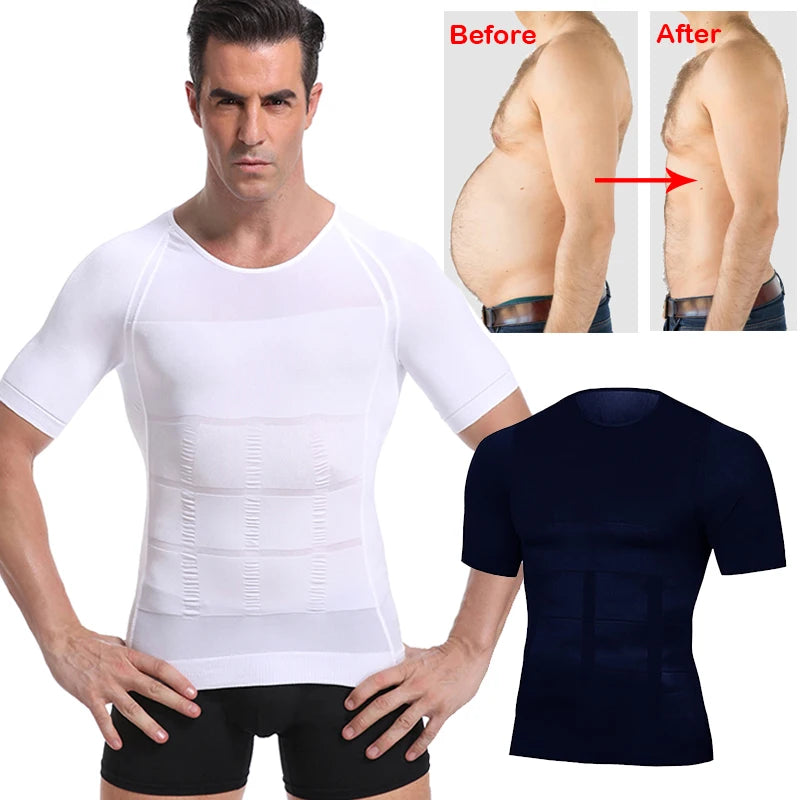 Classix Men Body Toning T-Shirt Body Shaper Corrective Posture/Shirt Slimming Belly Abdomen Fat Burning Compression