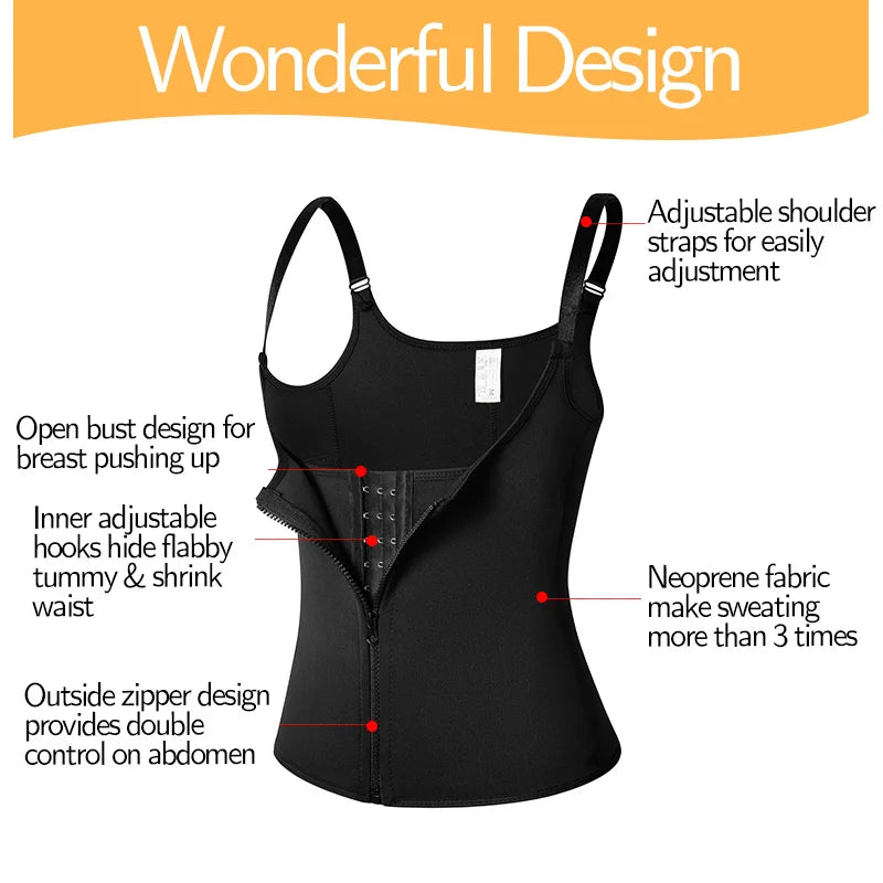 2 PCS Women's Waist Trainer Sauna Effect Sweat Vest Corset/Body Shaper Neoprene Shapewear Tummy Control Gym Workout Tank Top