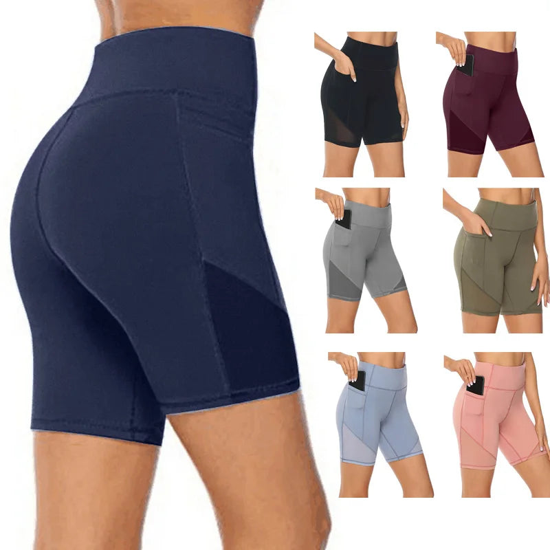 Plus Size Yoga Shorts Gym Fitness Shorts Quick-Drying Women/High Waist Sport Shorts Soild Jogging Leggings Workout