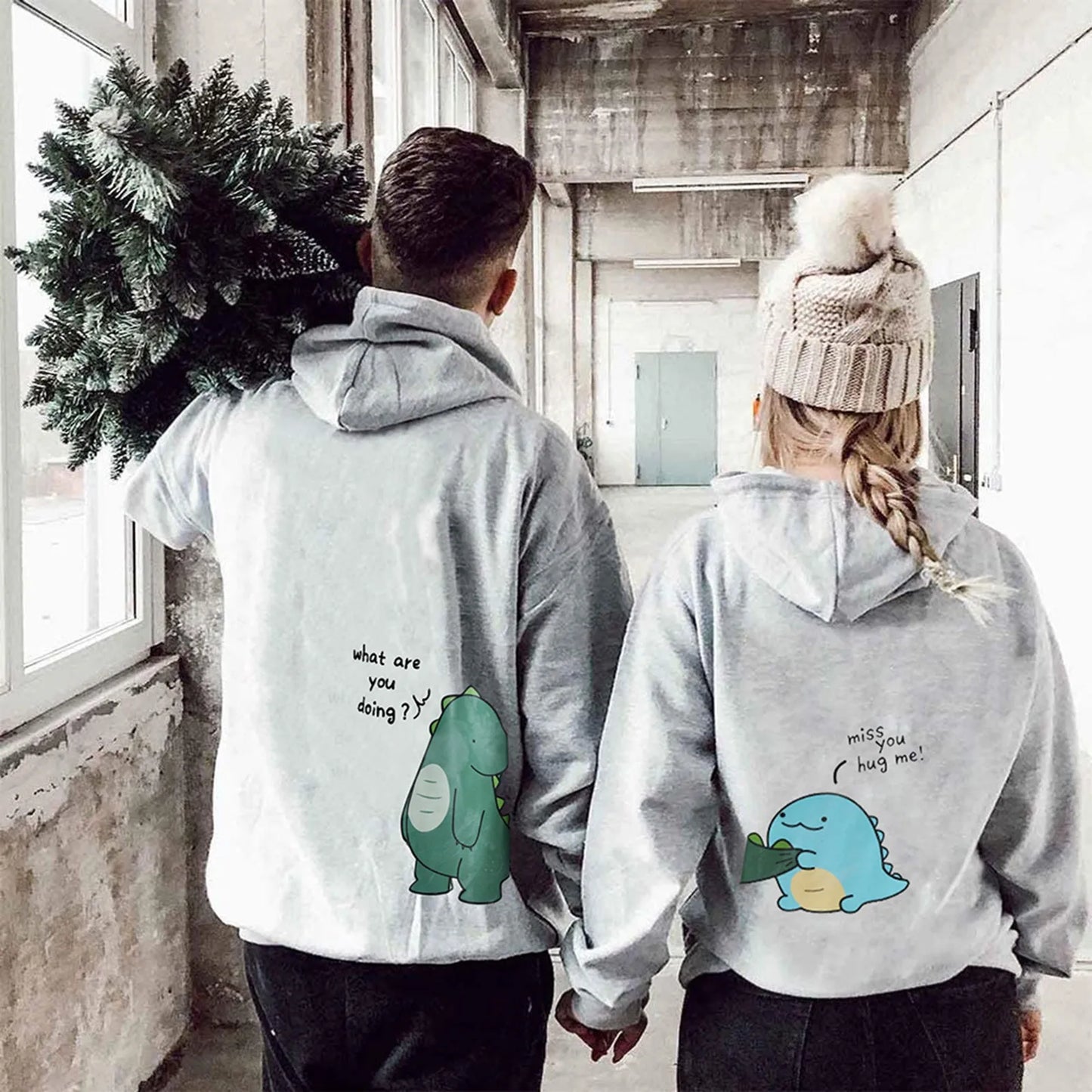 Lovely Hoodies Dinosaur Pullover For Lovers/Matching Sweatshirt For Couple