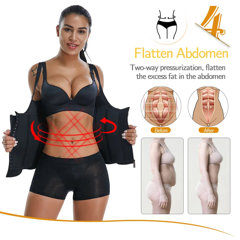 2 PCS Women's Waist Trainer Sauna Effect Sweat Vest Corset/Body Shaper Neoprene Shapewear Tummy Control Gym Workout Tank Top