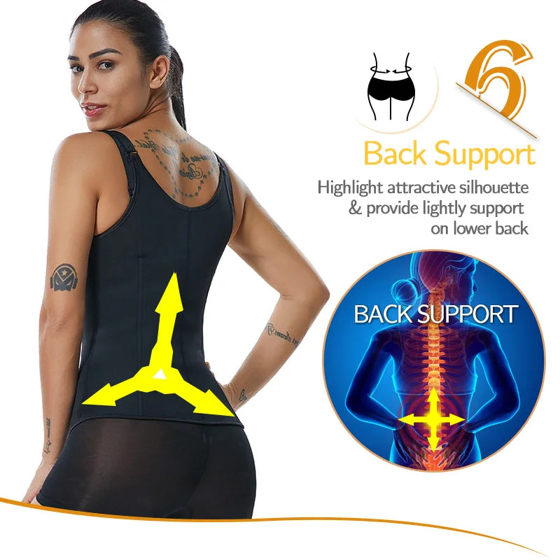 2 PCS Women's Waist Trainer Sauna Effect Sweat Vest Corset/Body Shaper Neoprene Shapewear Tummy Control Gym Workout Tank Top