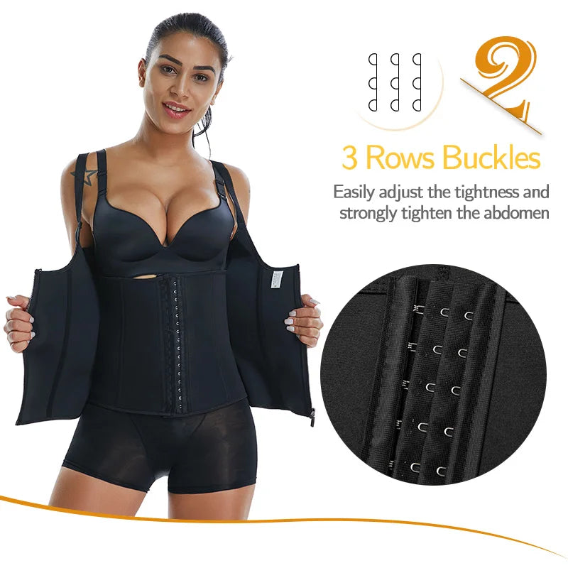 2 PCS Women's Waist Trainer Sauna Effect Sweat Vest Corset/Body Shaper Neoprene Shapewear Tummy Control Gym Workout Tank Top