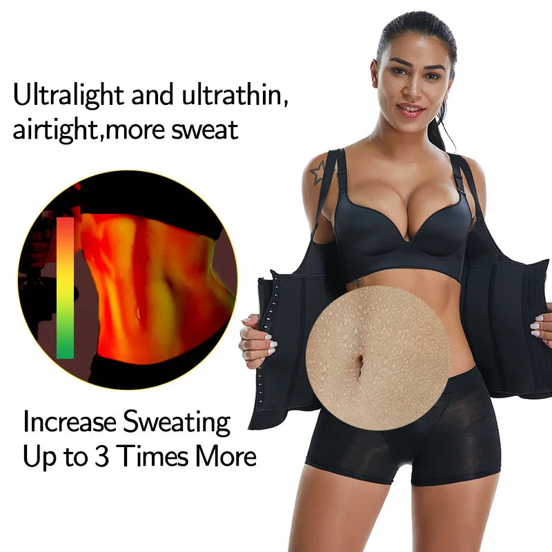 2 PCS Women's Waist Trainer Sauna Effect Sweat Vest Corset/Body Shaper Neoprene Shapewear Tummy Control Gym Workout Tank Top