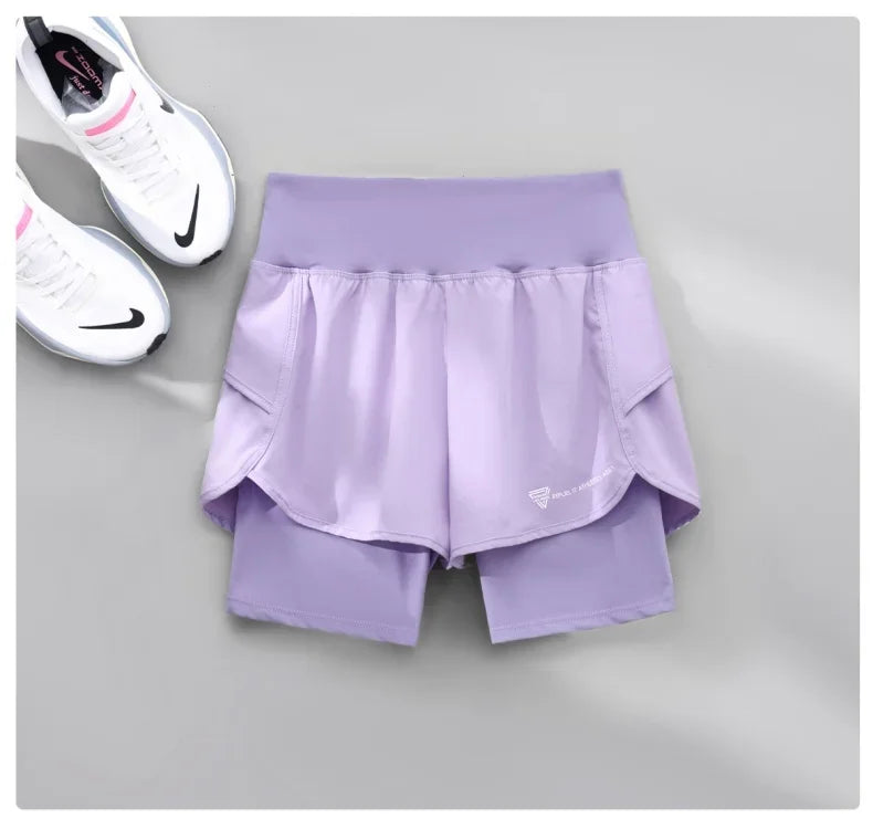 Women Running Shorts 2 In 1 Quick Dry High Waist Summer Shorts/With Pocket Lightweight Cycling Clothes Athletic Wear