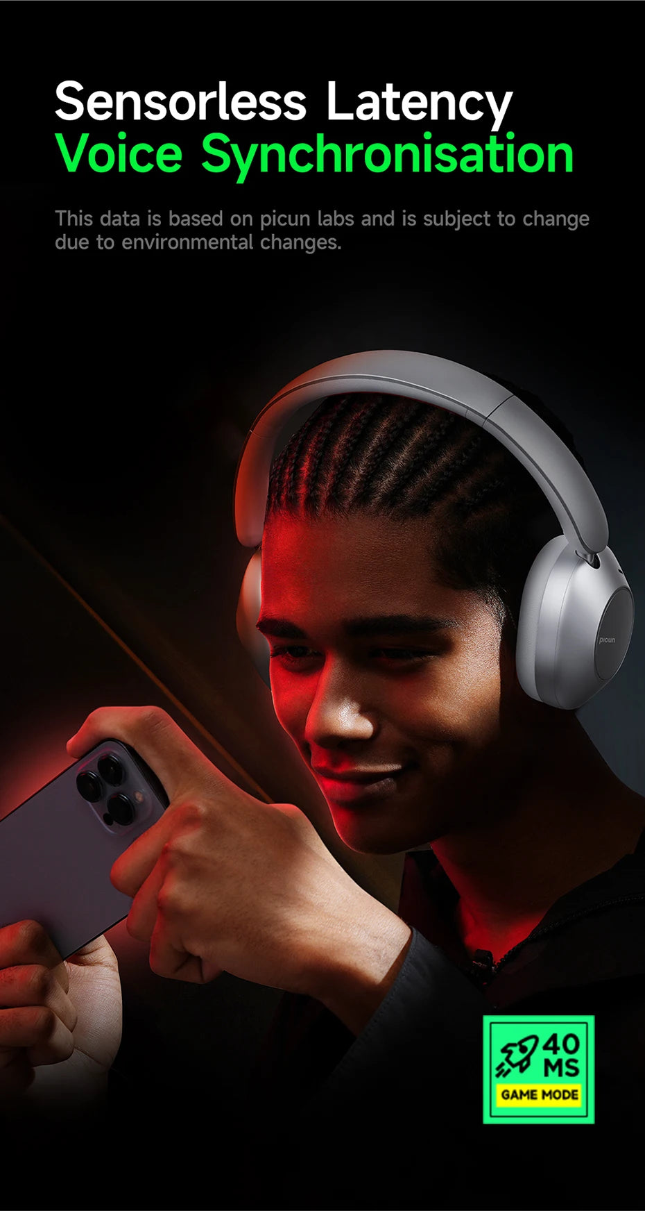 Picun F6 ANC Wireless Headphones Bluetooth 5.4 Hi-Res Audio Over Ear/Headset 52dB Hybrid Active Noise Cancellation Earphone 120H
