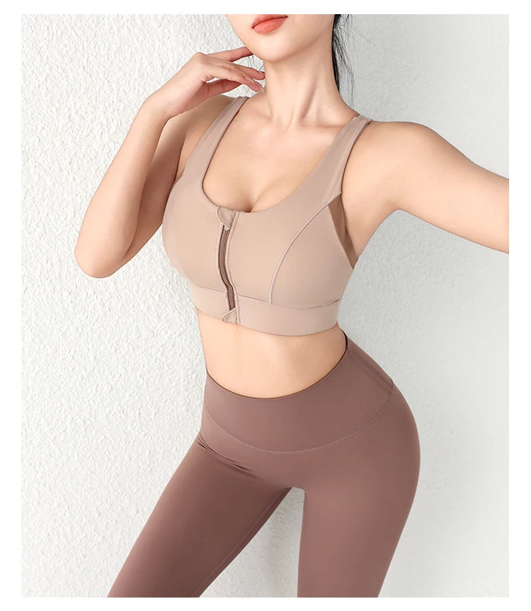 New Design Summer One-Piece High-Strength Shock-Proof/Sports Underwear Vested Front Zipper Yoga Sports Bra