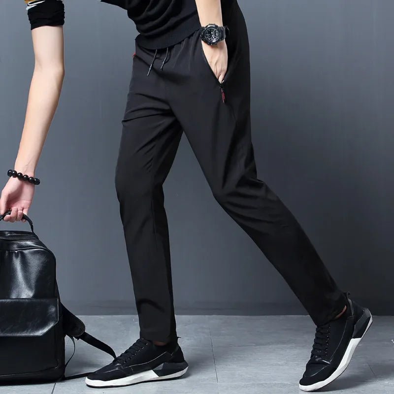 Men's Casual Pants Stretch Slim Fit Elastic Waist Classic Blue/Black Gray Male Brand Trousers Plus Size