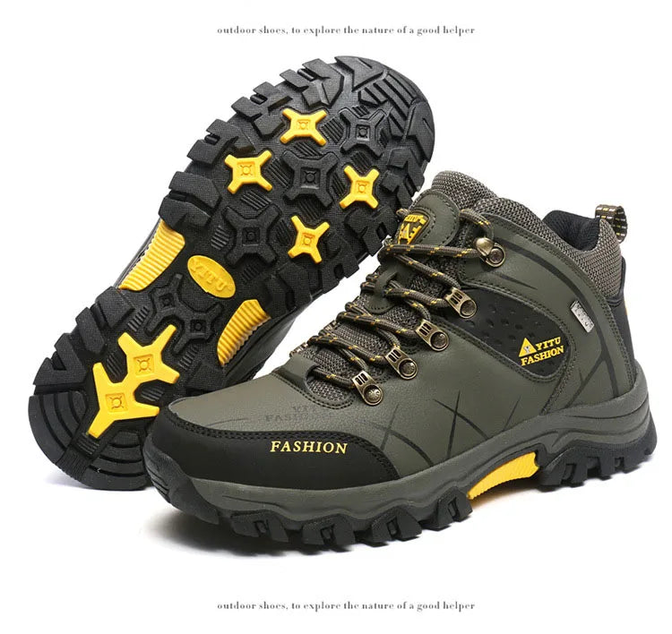 Oulylan Climbing Shoes Sports Thick Insulation Men/Hiking Waterproof Trekking Boots Mountain Rubber Sole Shoes