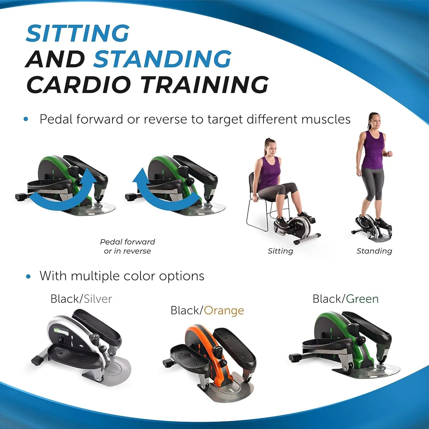 Compact Strider Foot Exercise Machine Under Desk Elliptical/Standing or Seated Elliptical Fitness Equipment