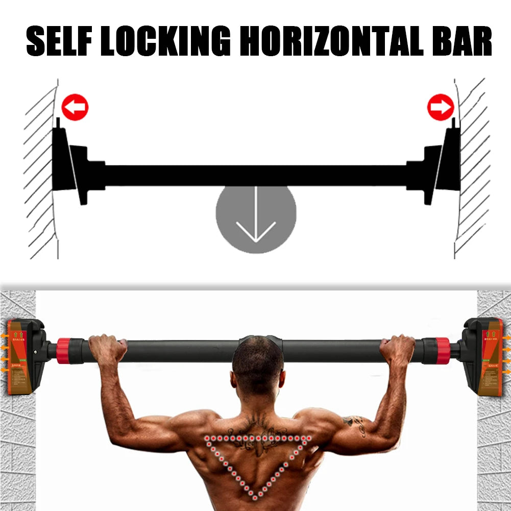 Strength Training Pull-up Bars with Level Gauge 69-92cm Adjustable Width/200kg Max Load Capacity Chin Up Bar For Doorway