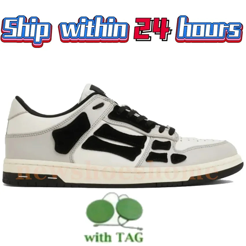 Designer Luxury Bone Casual Low Men's Leather Sneakers Skeleton/Blue Red White Black Green Gray Men Outdoor Shoes