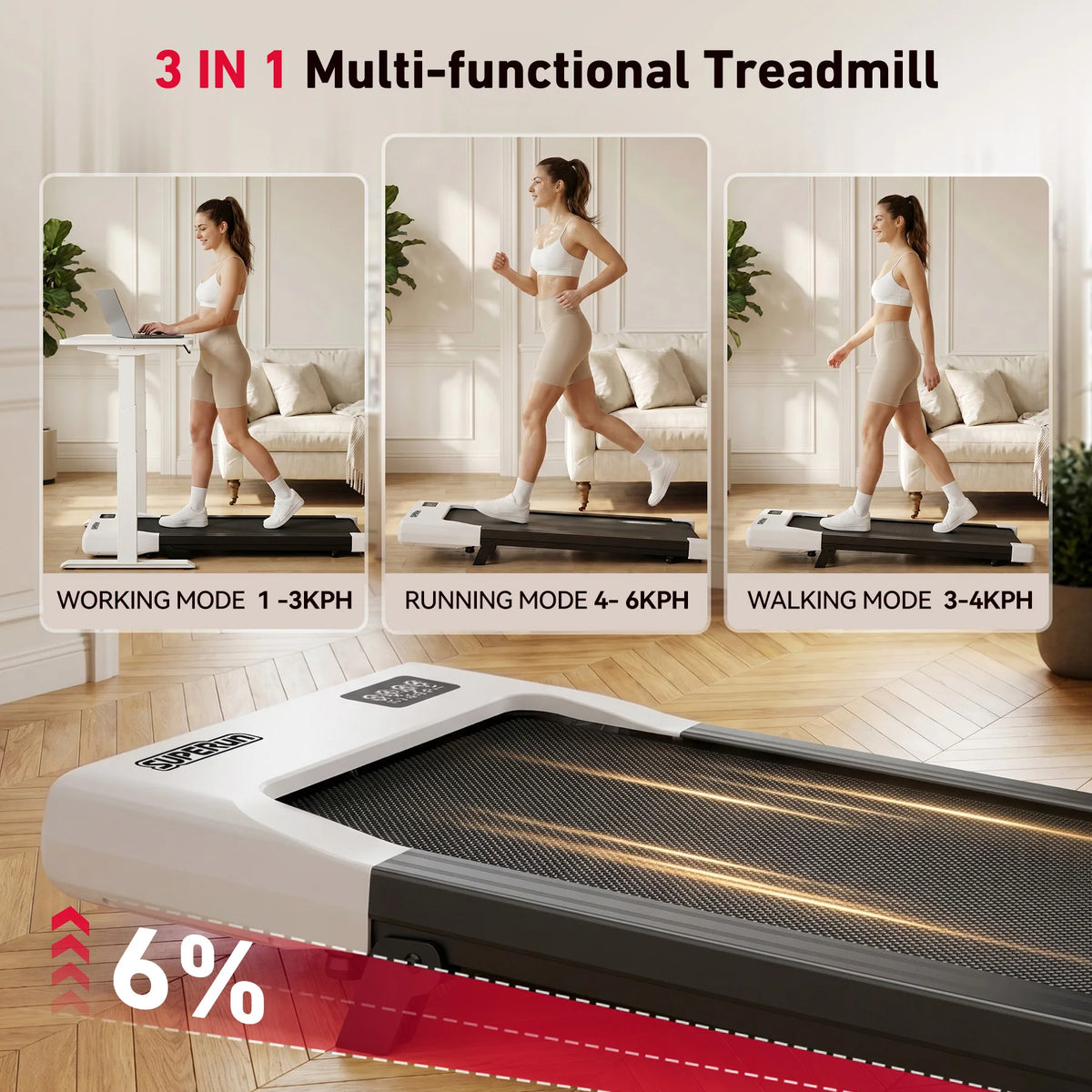 Walking Pad Under Desk Treadmill 2 in 1 Portable Treadmill/with Remote Control LED Display 2.5HP Walking pad for Home Gym