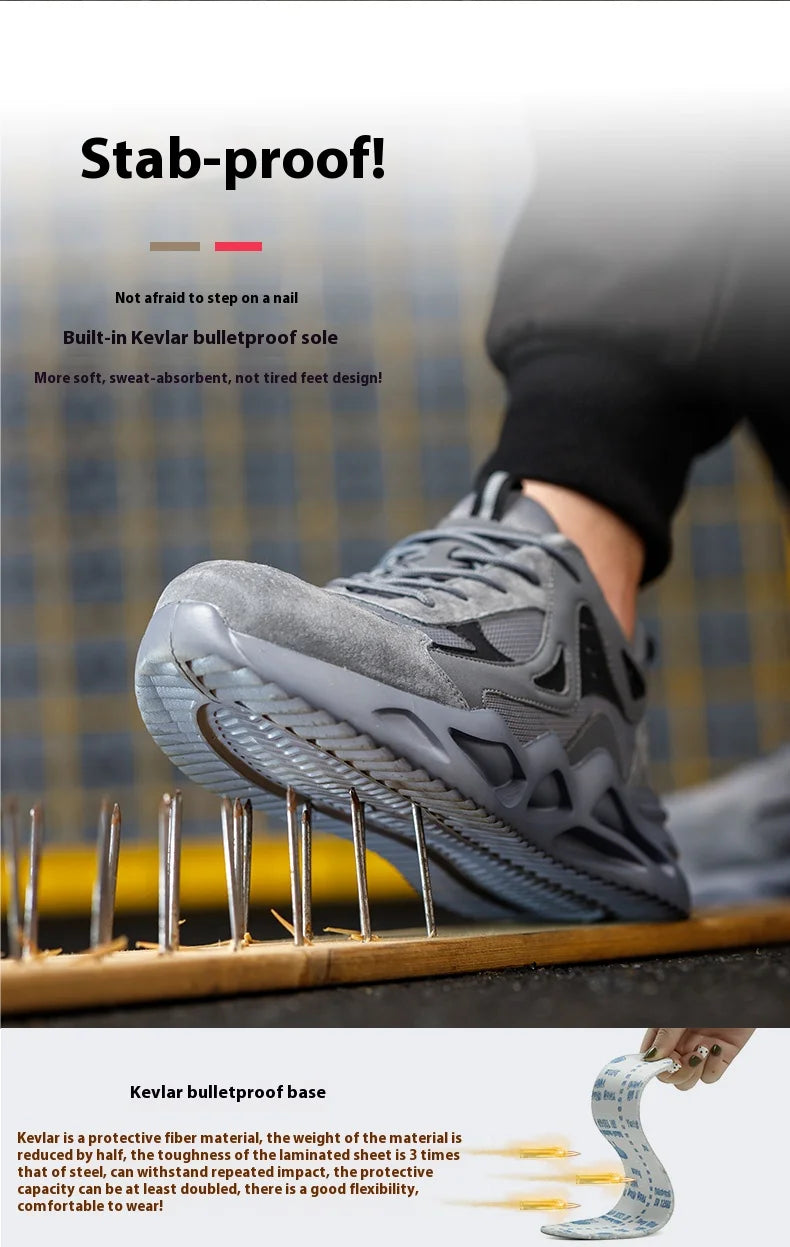 Men's Comfortable Soft-Soled Smash/and Puncture Resistant Work Shoes