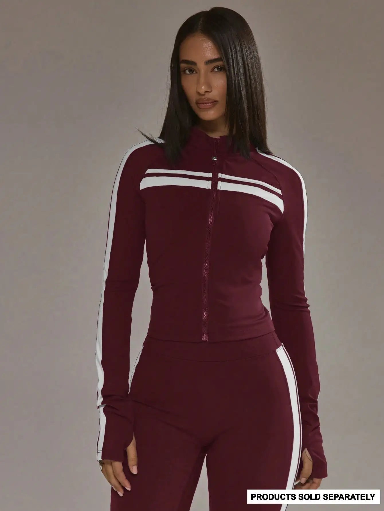 Zip Through Stripe Detail Sculpting BBL Jacket/For Gym Workout Yoga Fitness Daily Wear