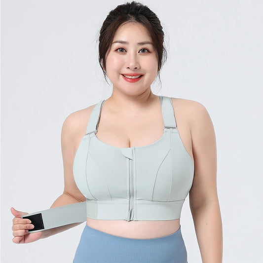 Women Sports Bras Tights Crop Top Yoga Vest Front Zipper Plus Size/Adjustable Strap Shockproof Gym Fitness Athletic