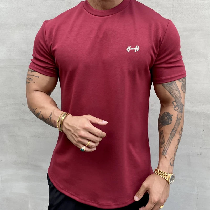 Summer Cotton t Shirt Men Short Sleeve Fitness Gym t-Shirts/Training Sport Tee Shirts Fashion Casual Tops Man Clothing