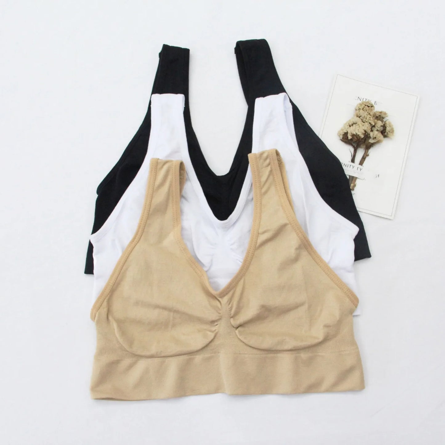 3pc Sexy Seamless Bra women Crop Top Vest Breathable Sleep Bra/Fitness Yoga Sport Underwear ladies Backless Wireless Push Up Bra