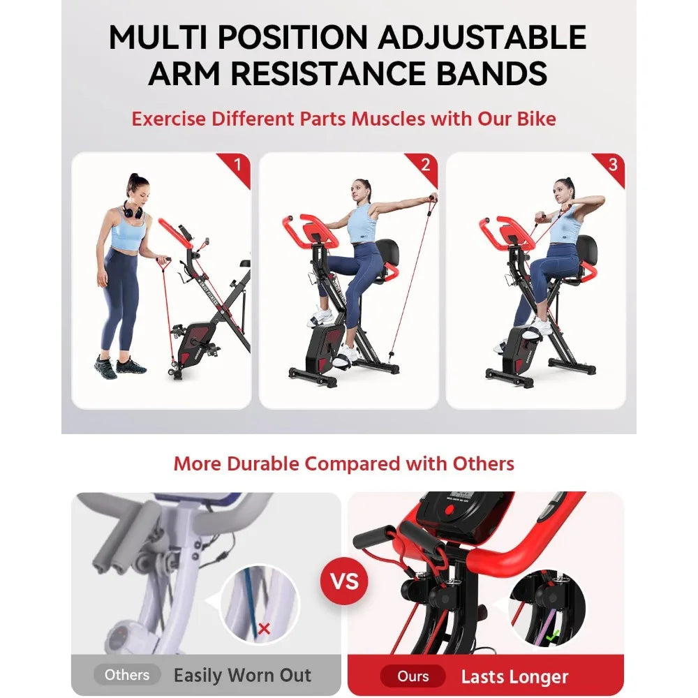 Foldable Fitness Stationary Bike Machine/Upright Indoor Cycling Bike Magnetic X-Bike