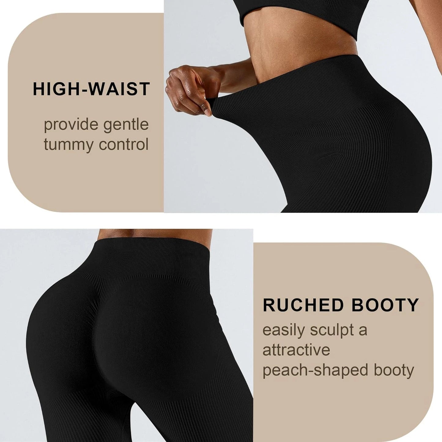 Seamless Ribbed Butt Lifting Yoga Pants/Women's Scrunch Gym Leggings for a Flattering Workout