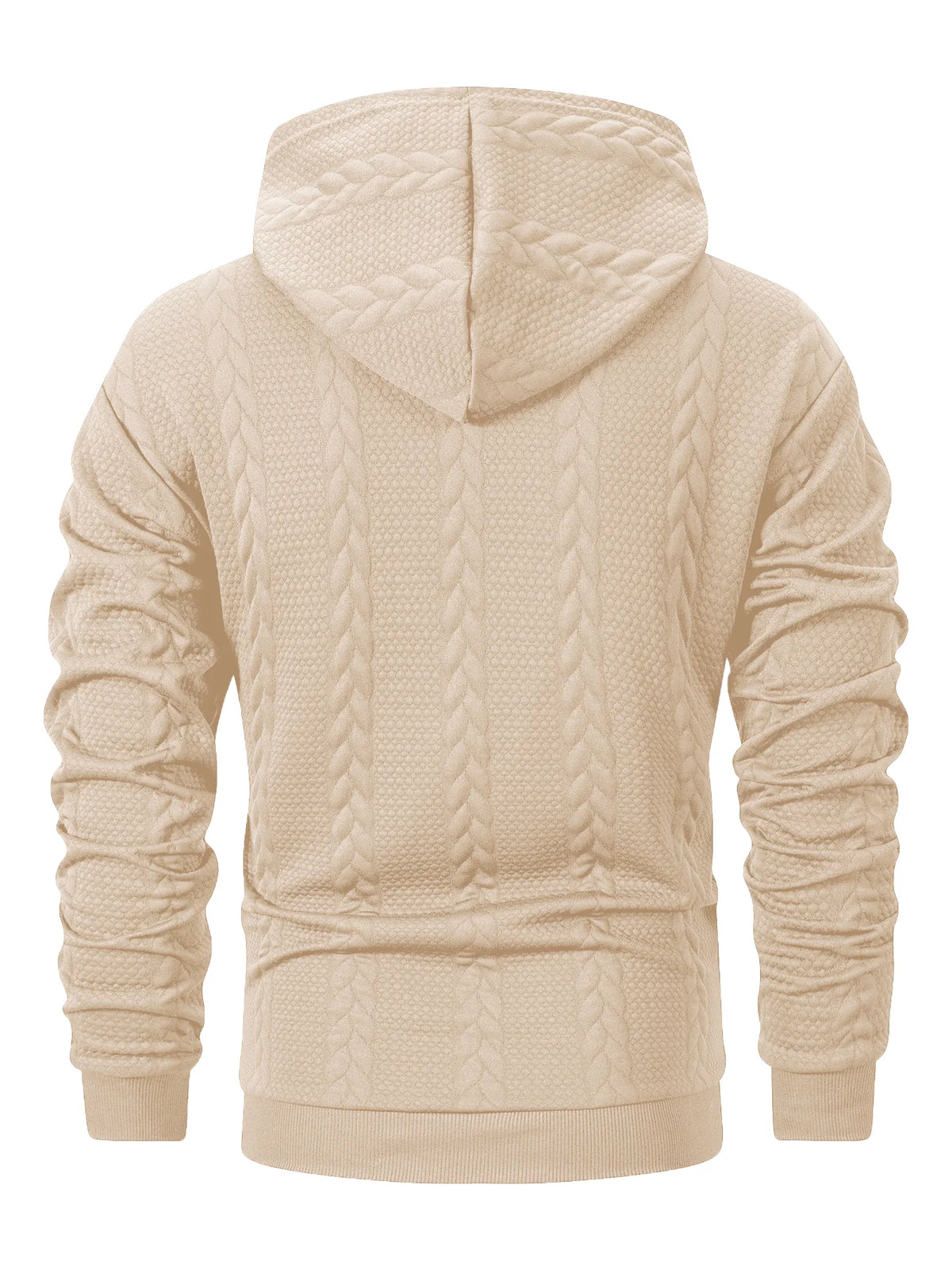 Men's Winter Warm Fleece Hoodie Cable Knit Textured Pullover/Hooded Sweatshirt Kangaroo Pocket for Gym Street Cold Weather Jacket