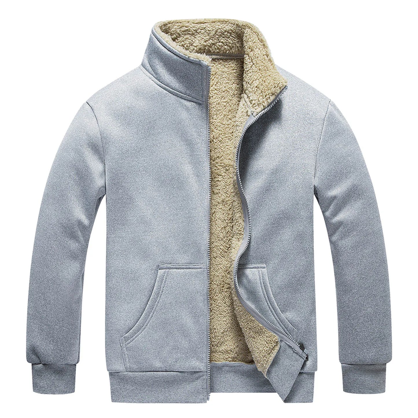 Men's Clothing Winter Men's Joke Coat Solid Jacket/Coats Collar Coat Sleeve Mens Zipper Pocket