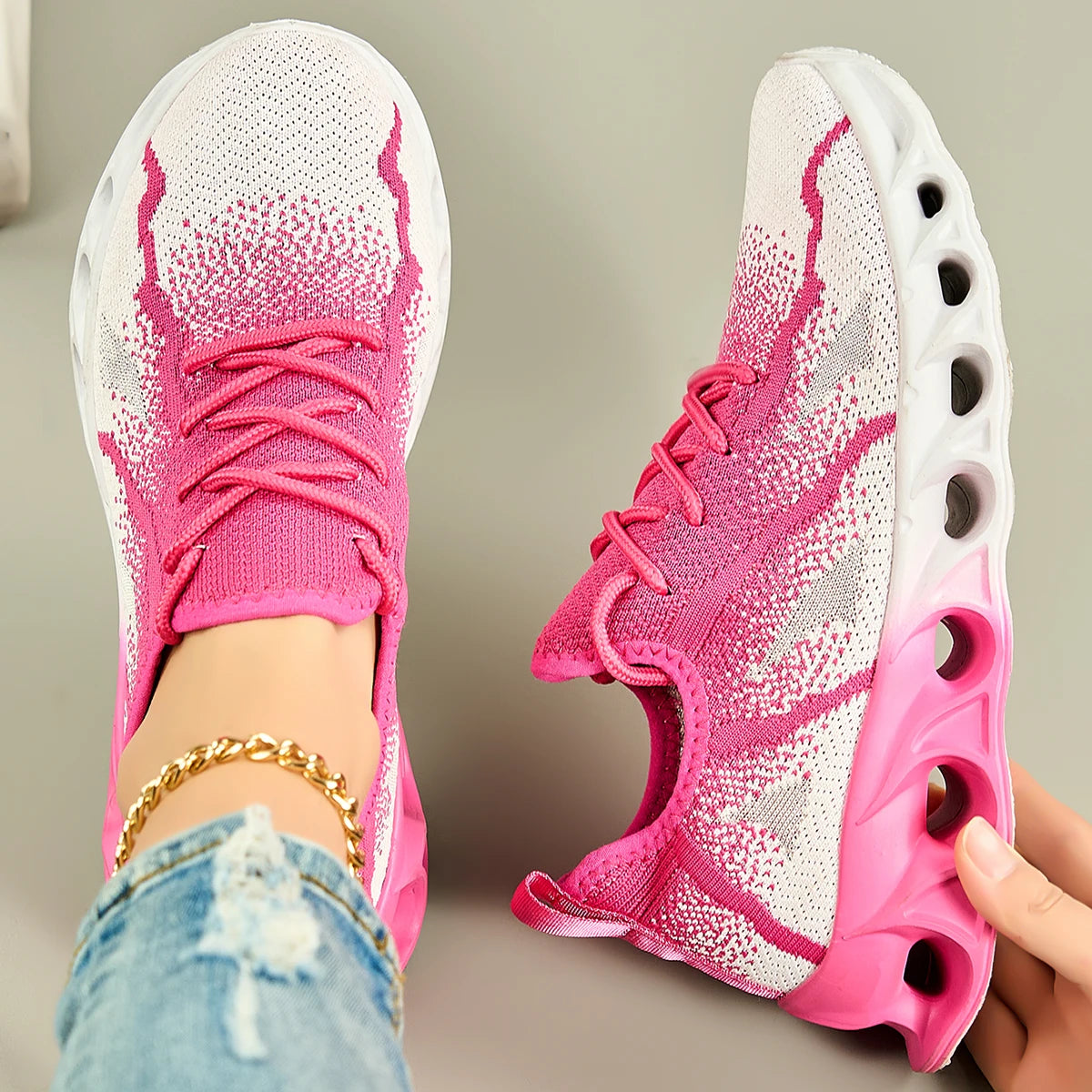 Women's running shoes lightweight mesh breathable and comfortable/flat soft tennis sports shoes for women