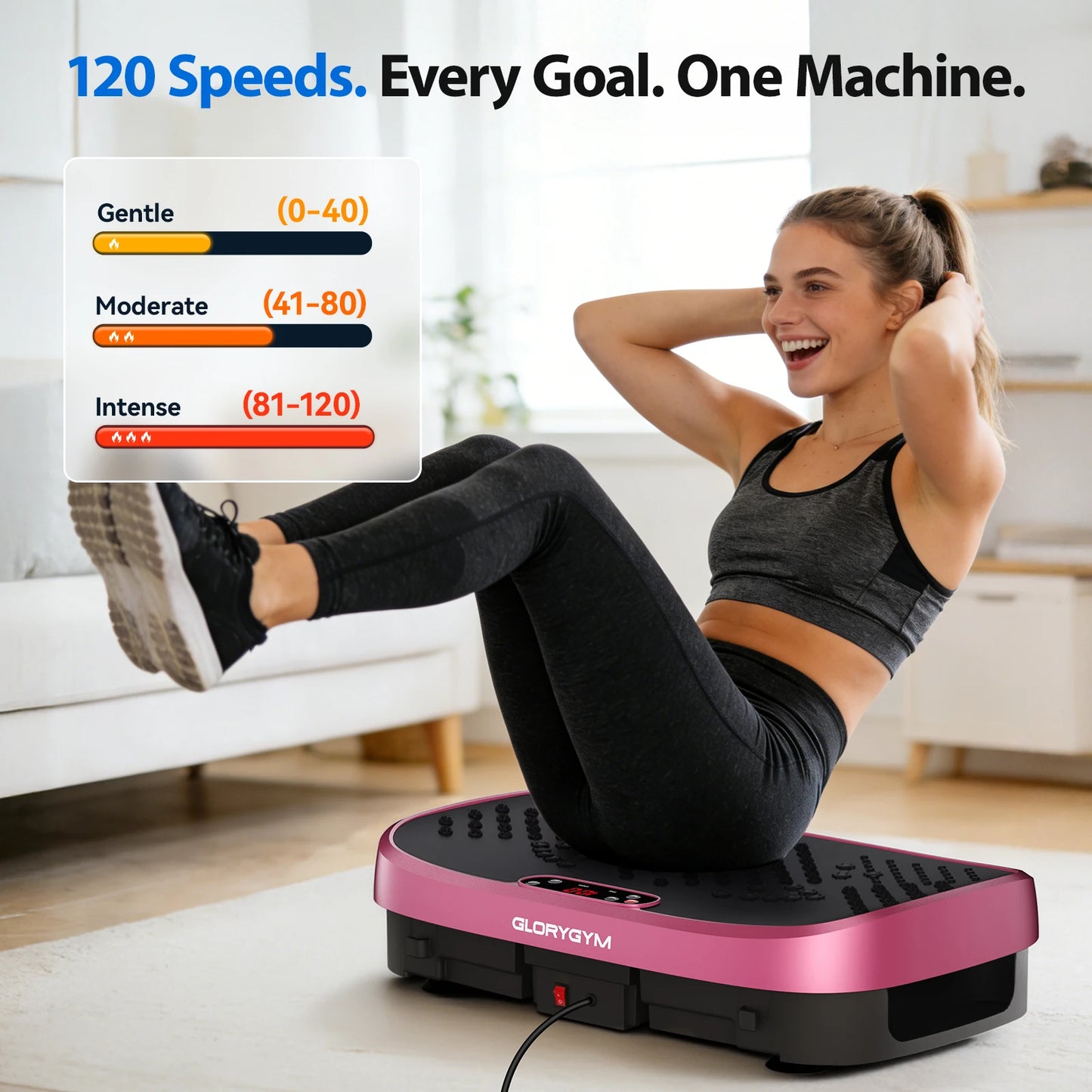 Magnetic Vibration Plate Exercise Machine Fat Burning 120 Levels/330lbs Portable Quiet Home Fitness  APP Control Workout Platform