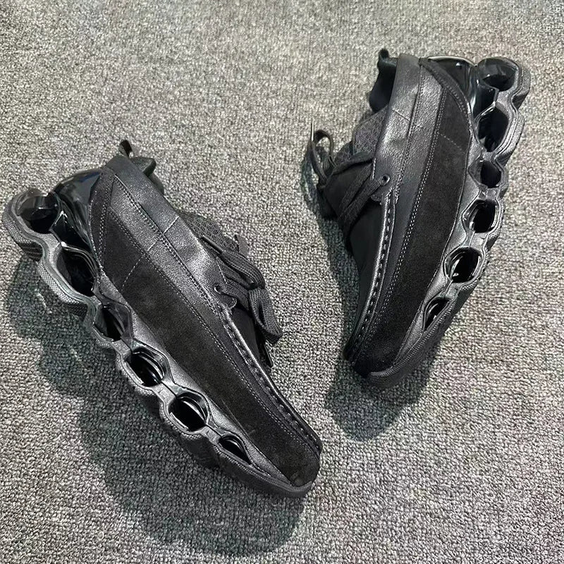 New Spring Summer Casual Leather Shoes Korean Style Round Toe/Lace Up Elevator Sole Minimalist Elegant Fashion Footwear